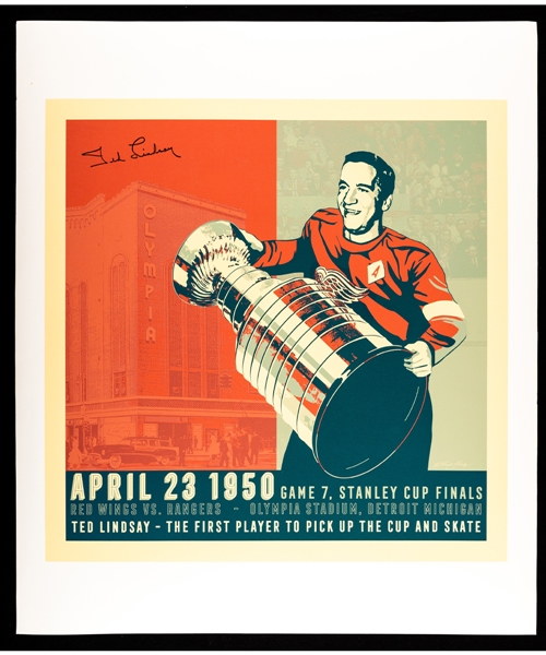Ted Lindsay Detroit Red Wings “First Player to Pick Up the Stanley Cup and Skate” Print with LOA – Proceeds to Benefit the Ted Lindsay Foundation (20” x 24”) 