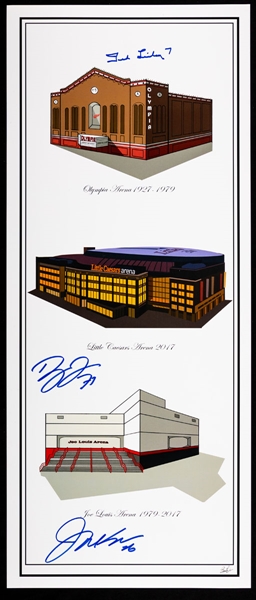 Detroit Red Wings “Home of the Red Wings” Print Signed By Ted Lindsay, Joey Kocur and Dylan Larkin with LOA - Proceeds to Benefit the Ted Lindsay Foundation (10” x 24”)