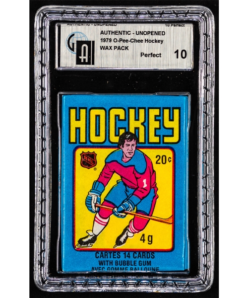 1979-80 O-Pee-Chee Hockey Unopened Wax Pack - GAI Certified Perfect 10 - Wayne Gretzky Rookie Card Year