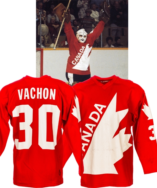 Rogatien Vachons 1976 Canada Cup Signed Team Canada Game-Worn Jersey with His Signed LOA