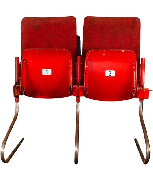 Pair of Red Chicago Stadium Cushioned Seats from the Lower Bowl