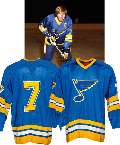 Garry Ungers Mid-1970s St. Louis Blues Game-Worn Captains Jersey - Team Repairs!