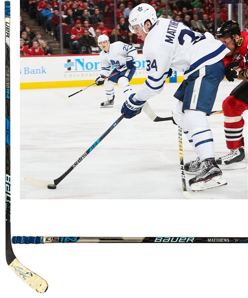 Auston Matthews 2016-17 Toronto Maple Leafs Signed Bauer Nexus Game-Used Rookie Season Stick - Calder Memorial Trophy Season!