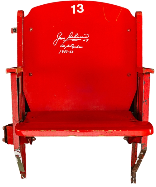 Quebec Coliseum Red Single Seat Signed by Jean Beliveau with COA