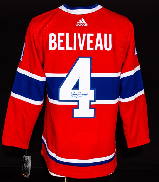 Jean Beliveau Signed Red Montreal Canadiens Adidas Pro Model Jersey with LOA