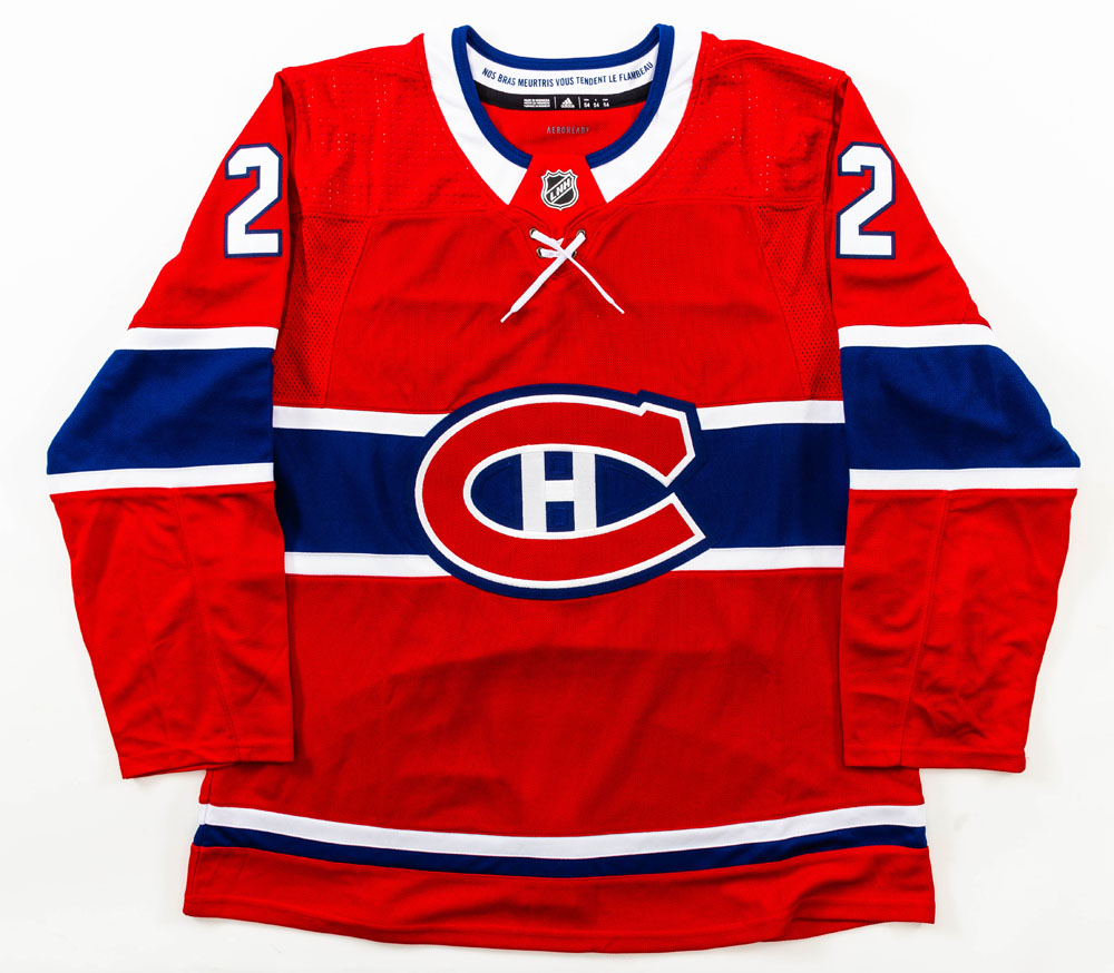 MONTREAL CANADIENS 2022-23 TEAM SIGNED NHL REVERSE RETRO JERSEY W/LOA  CAUFIELD