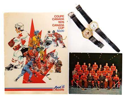 International Hockey Collection Inc. Programs, 1980 NHL/NHLPA Sweden Watch from Arne Stromberg and 1996 NHL Tiffany Watch from Max McNabs Personal Collection with Family LOA