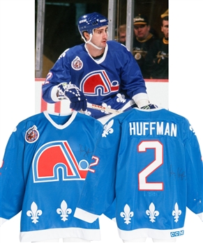 Kerry Huffmans 1992-93 Quebec Nordiques Signed Game-Worn Jersey - Stanley Cup Centennial Patch!