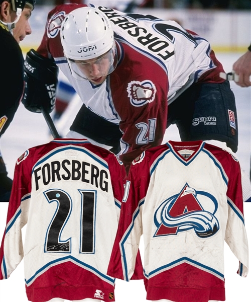 1998-99 Peter Forsberg Game Worn Colorado Avalanche Jersey., Lot #81455