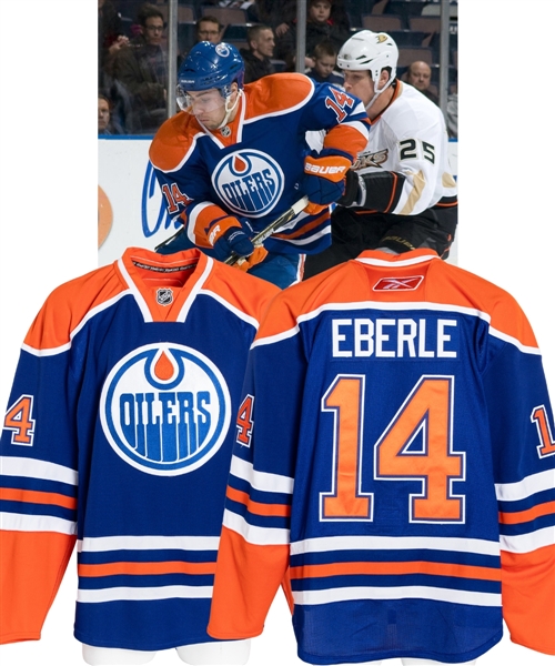 Jordan Eberles 2010-11 Edmonton Oilers Game-Worn Rookie Season Retro Jersey with LOA - Photo-Matched! 