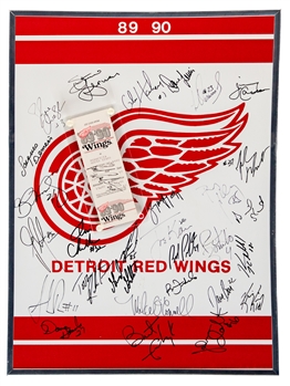 March 22nd, 1990 Detroit Red Wings vs Minnesota North Stars "Bob Probert Return" Signed Full-Ticket Plus 1989-90 Red Wings Team-Signed Display