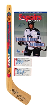 Sidney Crosby Signed QMJHL Rimouski Oceanic/2004 IIHF World Junior Championships Signed Memorabilia Collection of 4 Including Ticket Stubs, Magazine and Mini-Stick with LOA