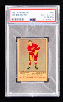 1951-52 Parkhurst Hockey Card #66 HOFer Gordie Howe Rookie – Graded PSA Authentic Altered