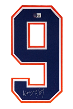Wayne Gretzky Edmonton Oilers Signed Loose "9" Jersey Number with JSA Auction LOA and Beckett LOA 
