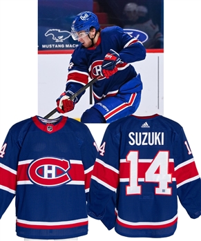 Nick Suzukis 2020-21 Montreal Canadiens "Reverse Retro" Game-Worn Jersey with Team LOA - Photo-Matched!