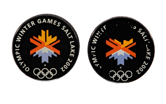 Salt Lake City 2002 Winter Olympics Official Game Puck Collection of 2
