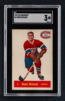 1957-58 Parkhurst Hockey Card #4 HOFer Henri Richard Rookie - Graded SGC 3