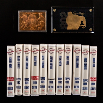 Mid-1990s Highland Mint Limited-Edition Silver Mint-Cards (8) and LE Bronze Mint Cards (3) Plus 1994-95 Upper Deck Wayne Gretzky "802" Limited-Edition 24K Gold Card (44/3500) & Enviromint Card