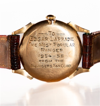 Edgar Laprades 1954-55 The Most Popular Ranger New York Rangers Wristwatch Gifted by the Rangers Fan Club