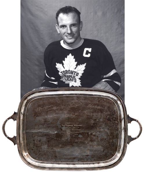Ted Kennedys 1955 Toronto Maple Leafs Retirement Trophy Platter Presented by the Board of Directors of Maple Leaf Gardens with Family LOA