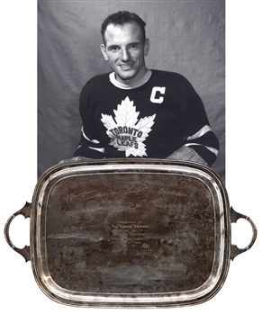Ted Kennedys 1955 Toronto Maple Leafs Retirement Trophy Platter Presented by the Board of Directors of Maple Leaf Gardens with Family LOA