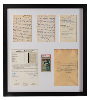 Deceased HOFer Tim Horton Signed 1953 Handwritten Letter Sent to Conn Smythe (JSA LOA) and 1953-54 Parkhurst Hockey Card #13 of Tim Horton (Graded PSA 2) Framed Display
