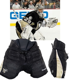 Marc-Andre Fleurys 2010-11 Pittsburgh Penguins Home and Away Plus Third Game-Worn Reebok Pants - Both Photo-Matched!