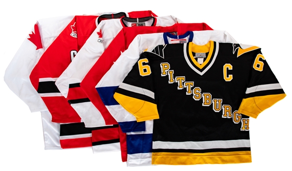 Mario Lemieux Career Teams Replica and Pro On-Ice Jersey Collection of 6 Including QMJHL Laval, Pittsburgh and Multiple Team Canada Examples