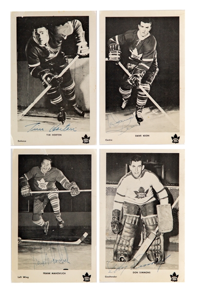 Maple Leafs 1960s Signed Postcards (11) Inc. Horton and Simmons with JSA LOAs