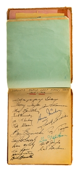 Vintage Autograph Booklet Including 1948-49 Stanley Cup Champions Toronto Maple Leafs Team-Signed Page by 19 Inc. Broda, Day, Bentley, Kennedy, Barilko and Others and Conn Smythe Signed Page with LOA