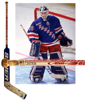 Mike Richters 1999-2000 New York Rangers Bauer R5000 Game-Used Stick - Dated and Photo-Matched to November 11th, 1999 Win Against the Washington Capitals!  