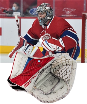 Carey Prices Early-2020s Montreal Canadiens Signed Practice-Worn True L12.2 Goalie Glove with COA