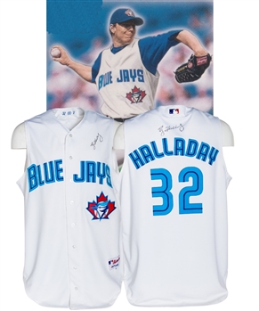 Roy Halladays 2000 Toronto Blue Jays Signed Game-Worn Jersey - Twice Signed! 