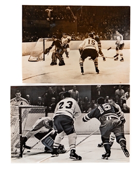 Vintage Early-to-Mid 1960s NHL Hockey Oversized Photos (10) – All Featuring Goalies Inc. HOFers Jacques Plante (5), Johnny Bower and Gump Worsley
