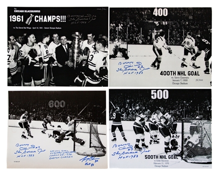 Bobby Hull Signed "Career Milestones" Limited-Edition Prints (5) with Hull Family LOA - Includes 200th, 400th, 500th and 600th NHL Goals and 1961 Stanley Cup
