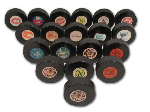 Collection of NHL  Game Pucks (19 items)