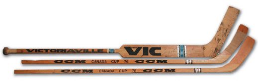 Marcel Dionnes 1976 Canada Cup Collection of Sticks (Hull, Sittler, Vachon)