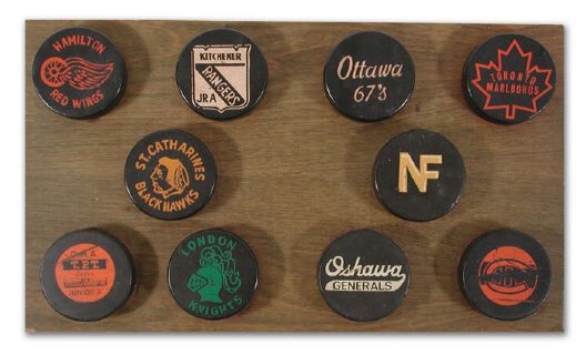 Marcel Dionnes Junior Hockey Puck Collection