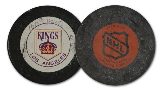 Marcel Dionnes 1982-83 Record-Breaking 100th Point Puck