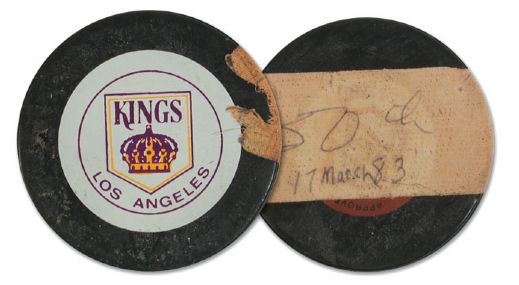 Marcel Dionnes 1982-83 Record-Tying Sixth 50th Goal Puck