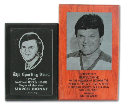 Marcel Dionnes Sporting News Player of the Year Award & #2  All-Time Scorer Plaque