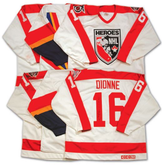 Marcel Dionnes Game Worn Autographed Oldtimers Jersey Collection of 3 with Bonus