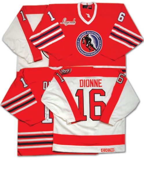 Marcel Dionnes Autographed Heroes of Hockey & Hall of Fame Oldtimers Jersey Collection of 2
