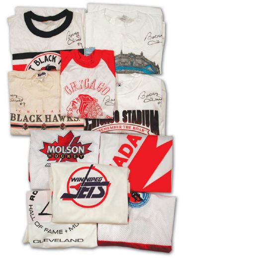 Bobby Hulls Autographed Jersey & T-shirt Collection of 10