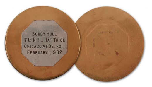 Bobby Hulls 1961-62 7th NHL Hat Trick Puck