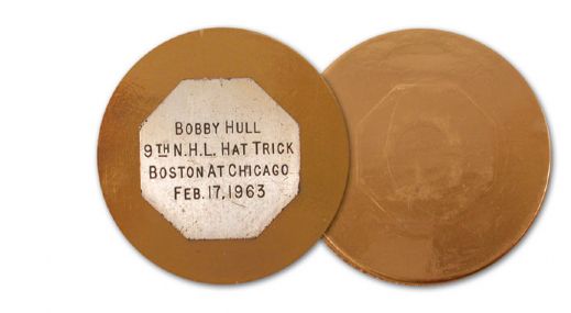 Bobby Hulls 1962-63 9th Career NHL Hat Trick Puck