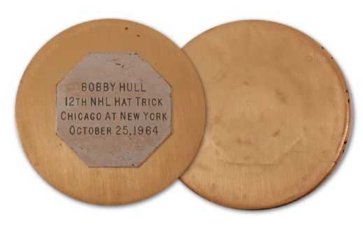 Bobby Hulls 1964-65 12th Career NHL Hat Trick Puck