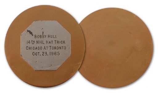 Bobby Hulls 1965-66 14th Career NHL Hat Trick Puck