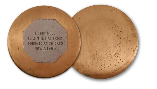 Bobby Hulls 1965-66 15th Career NHL Hat Trick Puck