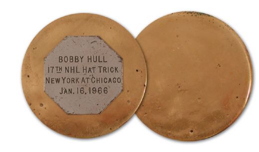 Bobby Hulls 1965-66 17th Career Hat Trick Puck